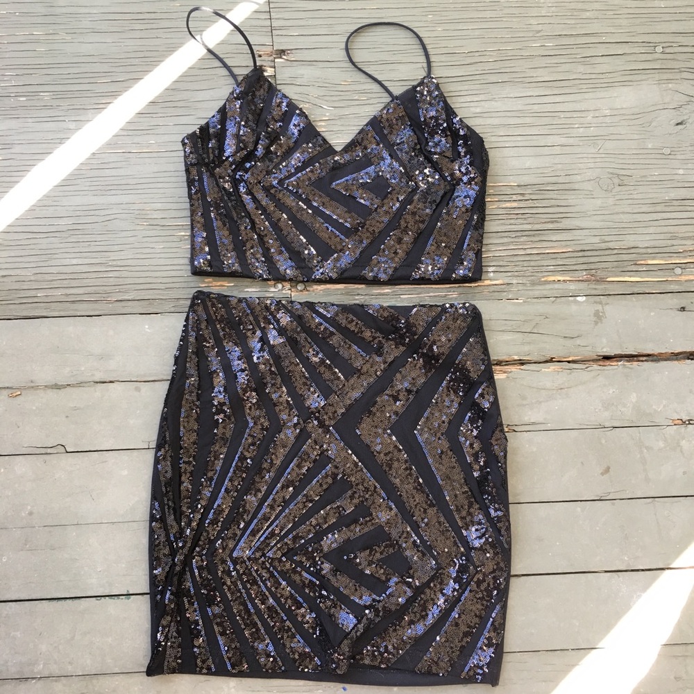 Sabora Party Club Two-Piece Sequin Skirt Top